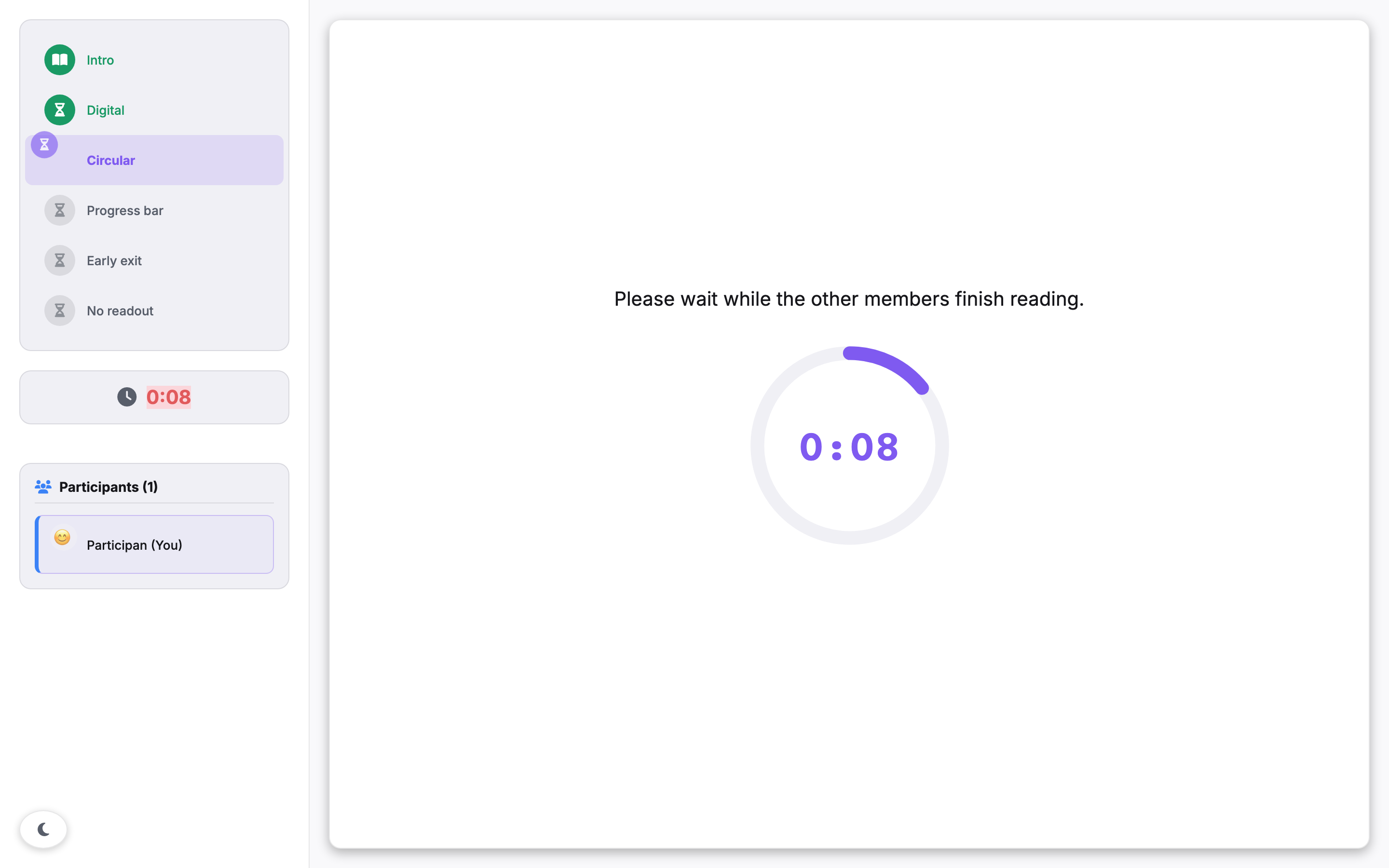 The timer segment as a participant sees it.